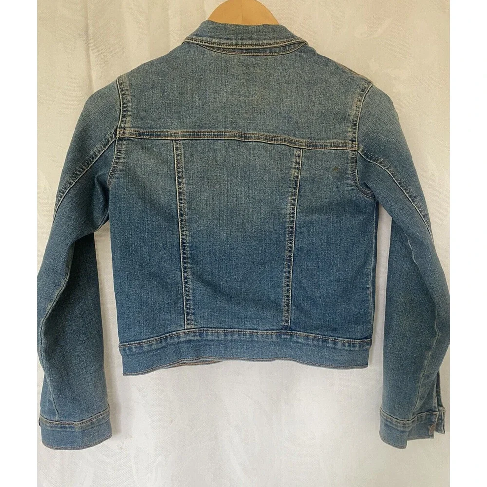 Old Navy Kids Girl Denim Tucker jean Jacket Blue Button Down Long Sleeve…
